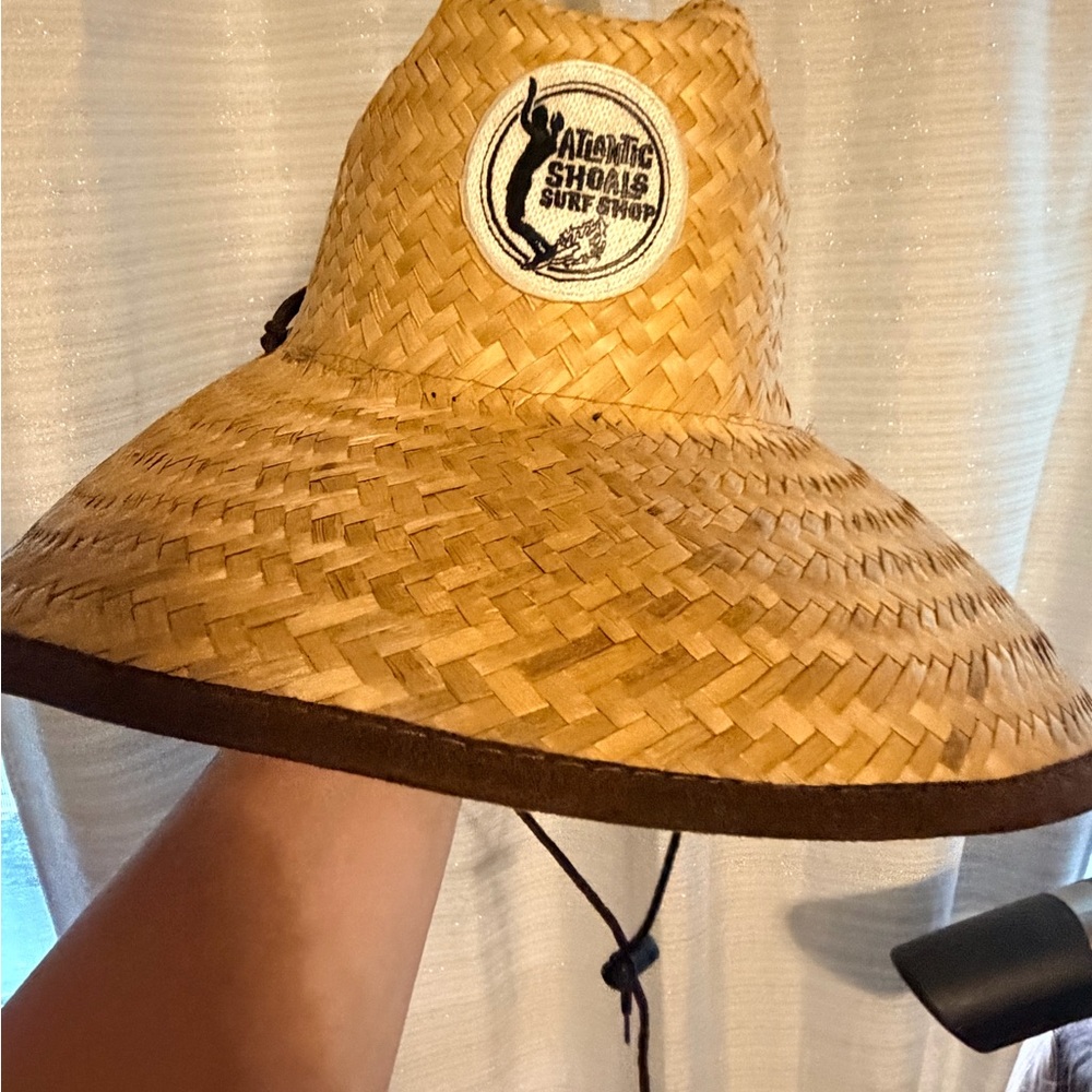 Straw Sun Hat with Atlantic Shores Surf Shop Patch - Natural